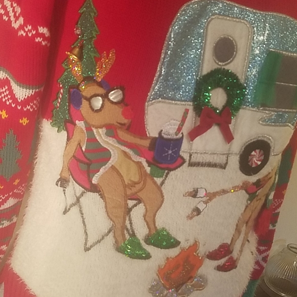 United states sweater size xs camping reindeer - Picture 3 of 6